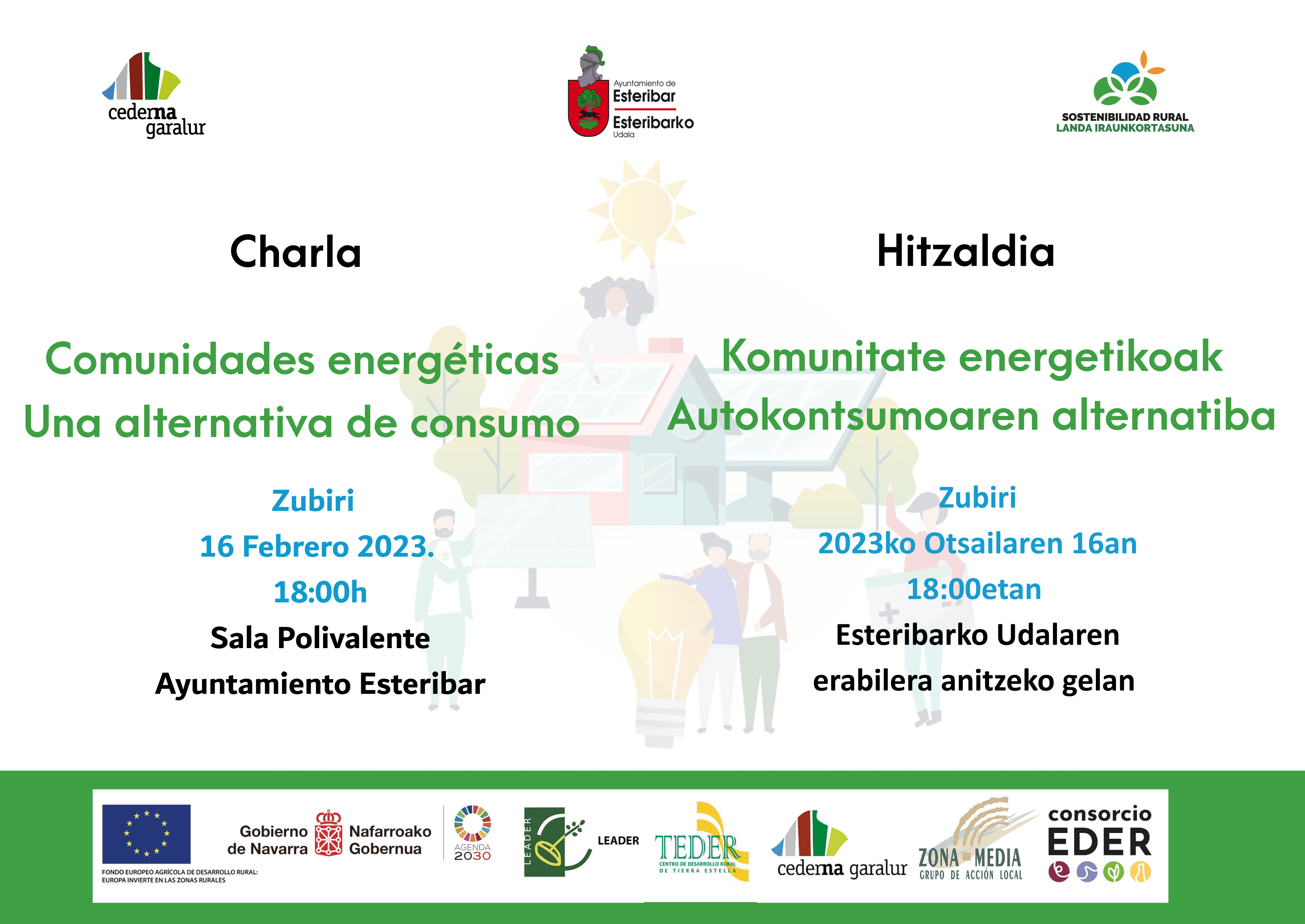 Cederna Garalur organiza una charla informativa sobre comunidades energéticas en Zubiri.