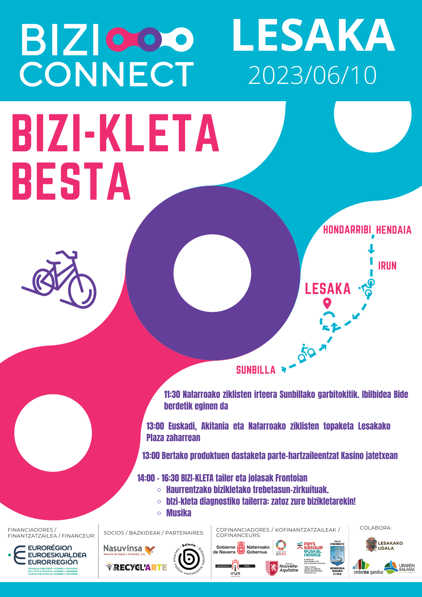 Columnas de ciclistas procedentes de Aquitania, Euskadi y Navarra confluirán en Lesaka el 10 de junio para promover la movilidad sostenible en bicicleta